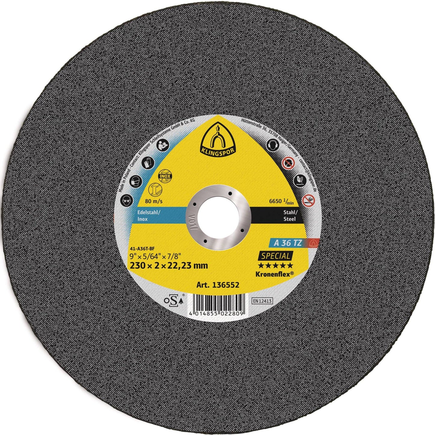 Disc debitare inox, A 36 TZ Special, 230 x 22.23 x 2 mm