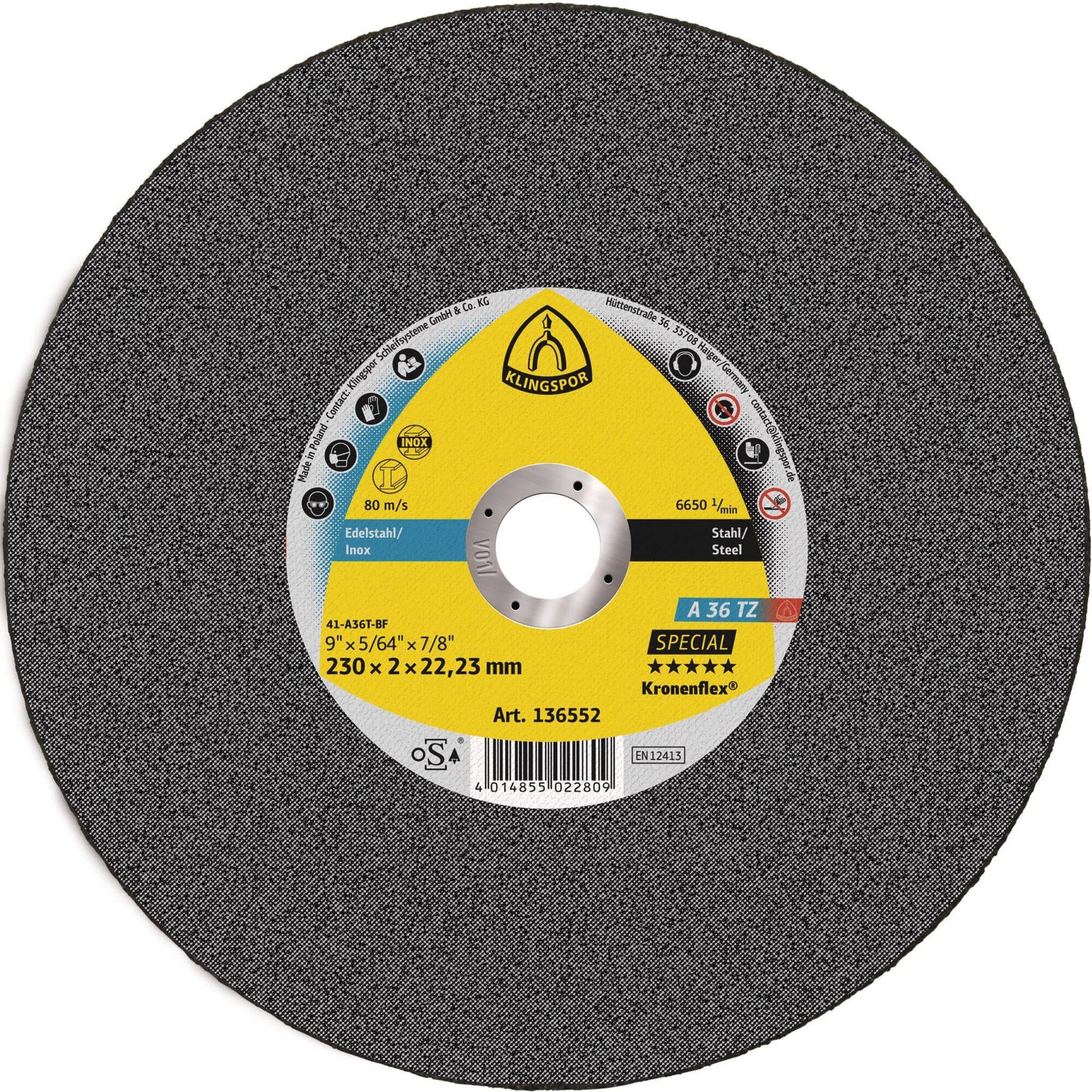 Disc debitare inox, A 36 TZ Special, 230 x 22.23 x 2 mm